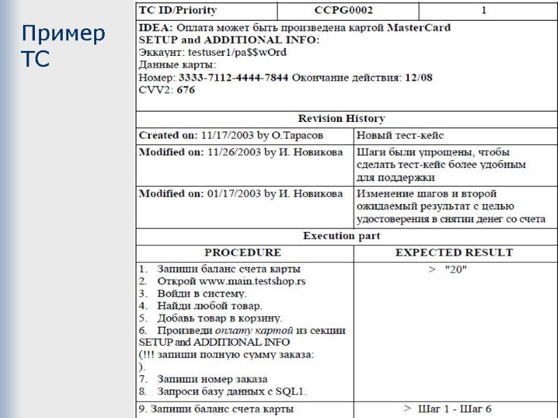 Пример ТС 28